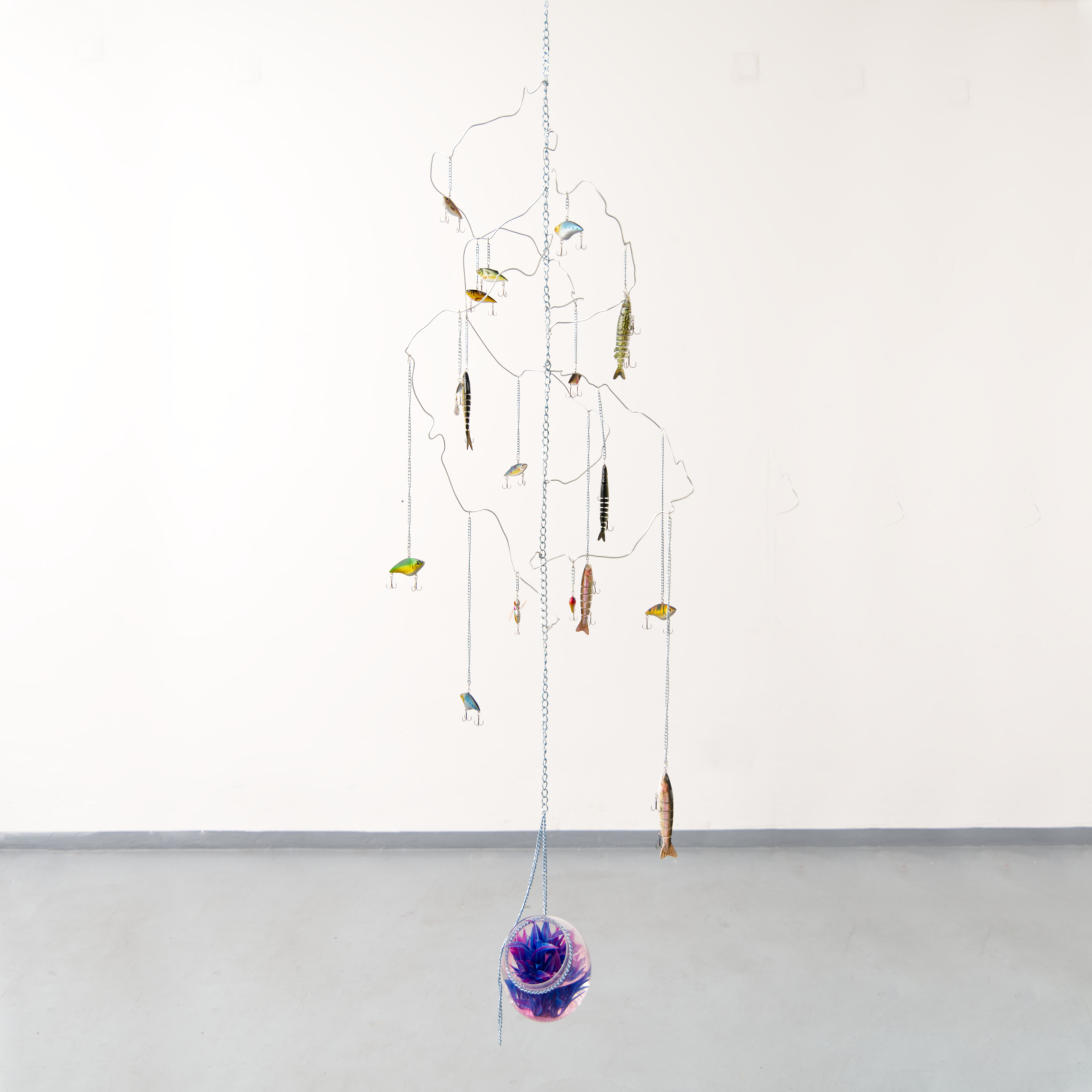 Hannah Cooke, Fishkin, 2020, Mobile (Mixed Media), 2x1x1m