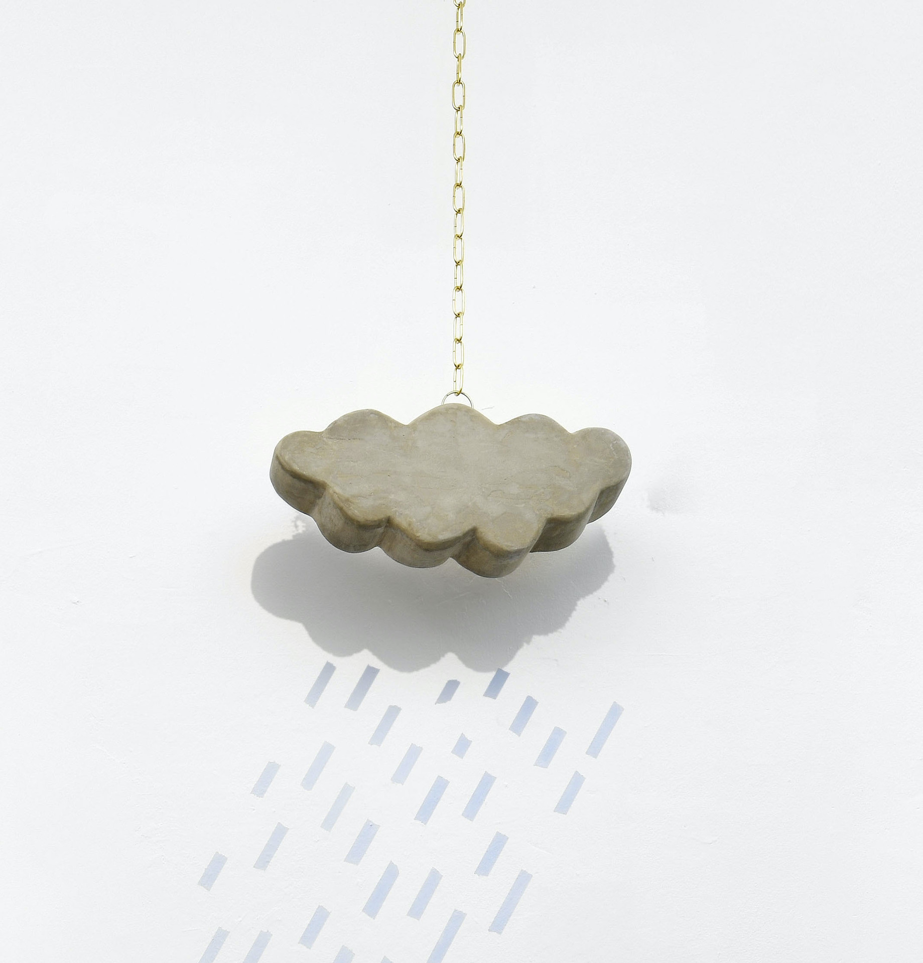 Heavy Cloud #2, cement, plaster, polystyrene, metallic chain, 2020