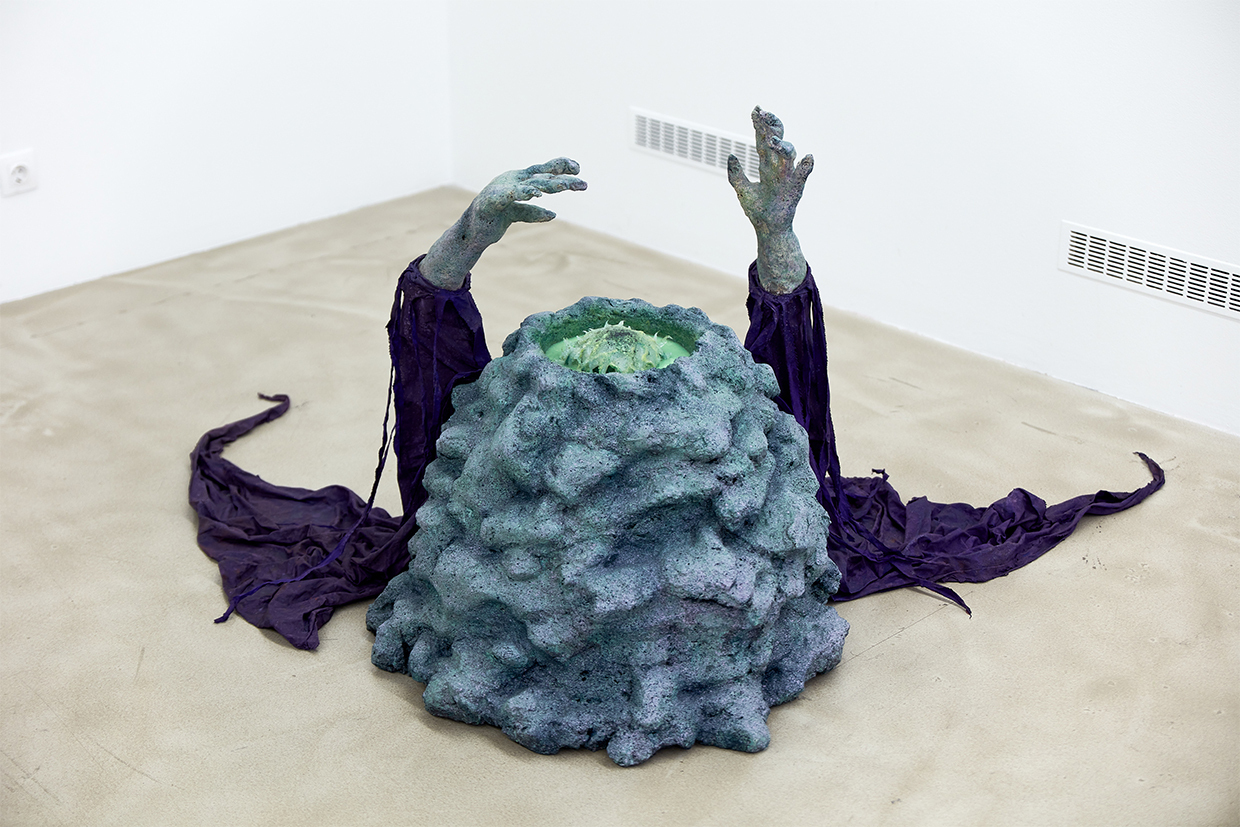 Those Leaves Fall Off Then Return As Offered Tears Quenching Thirst 140x100x90cm , modified gypsum, wood, canvas , acrylic, silicone, polyurethane, xps, 2020