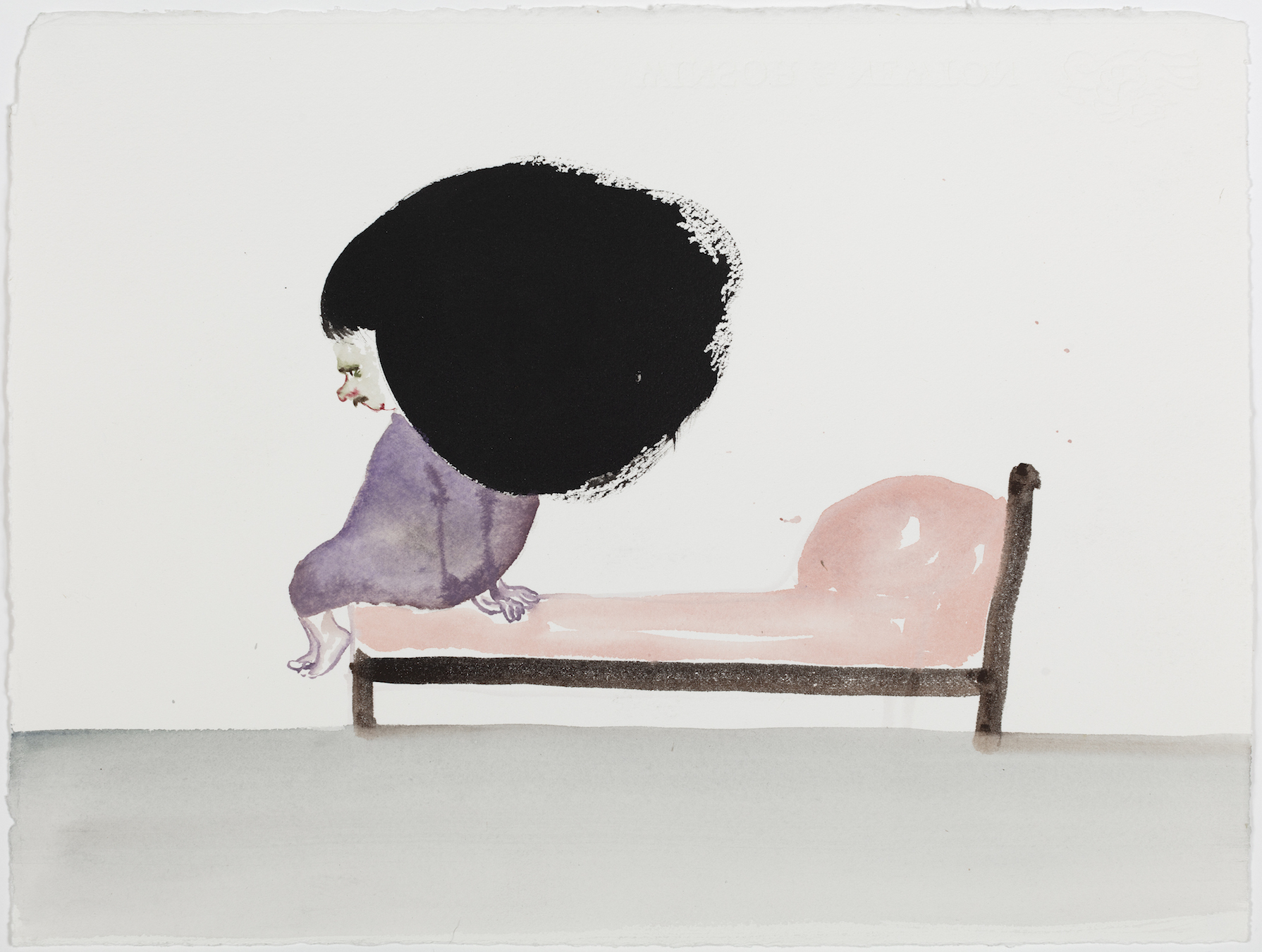 Sanya Kantarovsky, Dick Bed, 2020, Watercolor and ink on Arches paper, 28.6 x 37.5 cm / 11.3 x 14.8 inches © Sanya Kantarovsky. Courtesy Capitain Petzel, Berlin. Ph: CHROMA