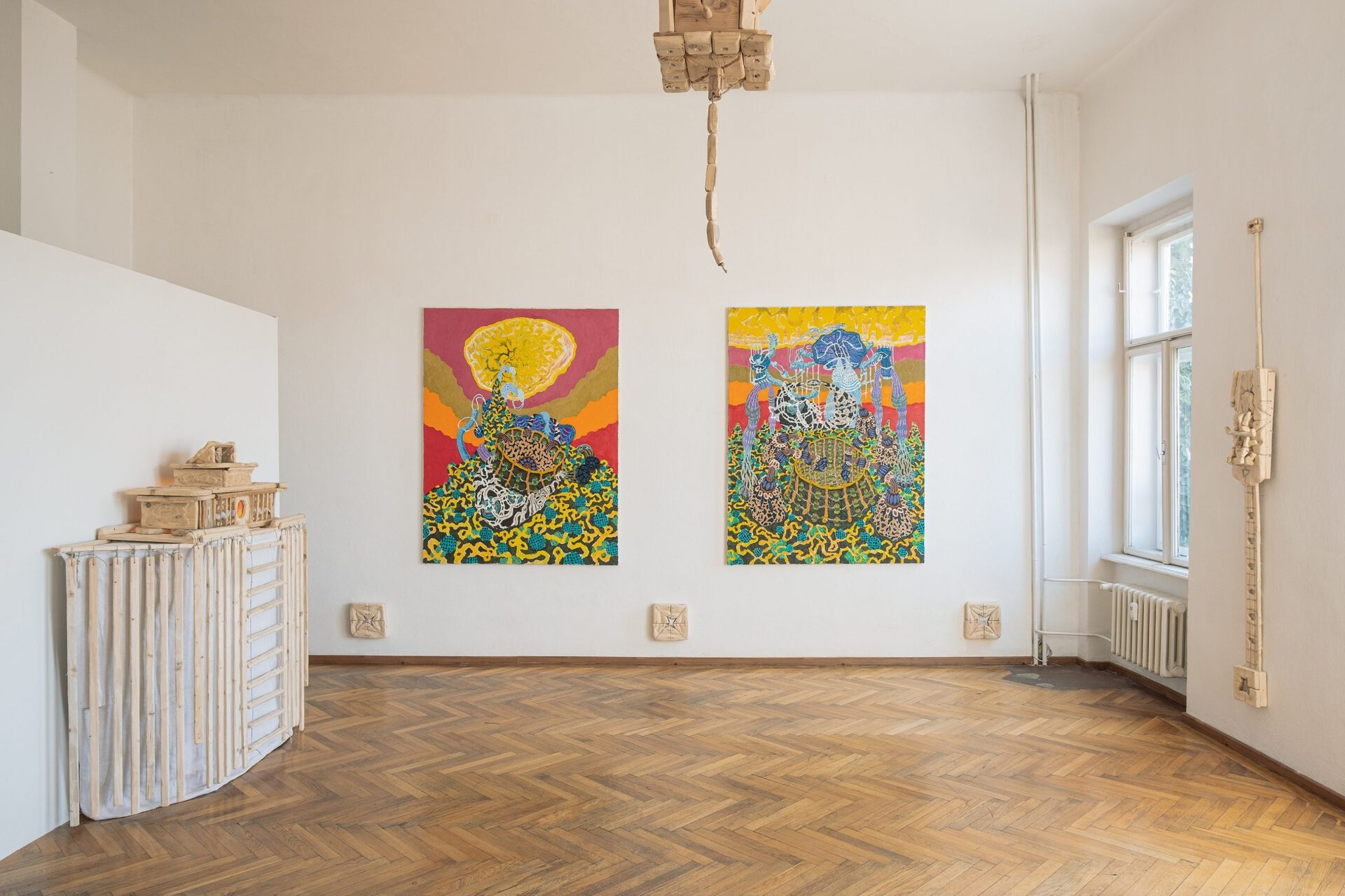 KANREC SAKUL, SUNSHINE,wood object and paiting (oil and canvas) 2020,