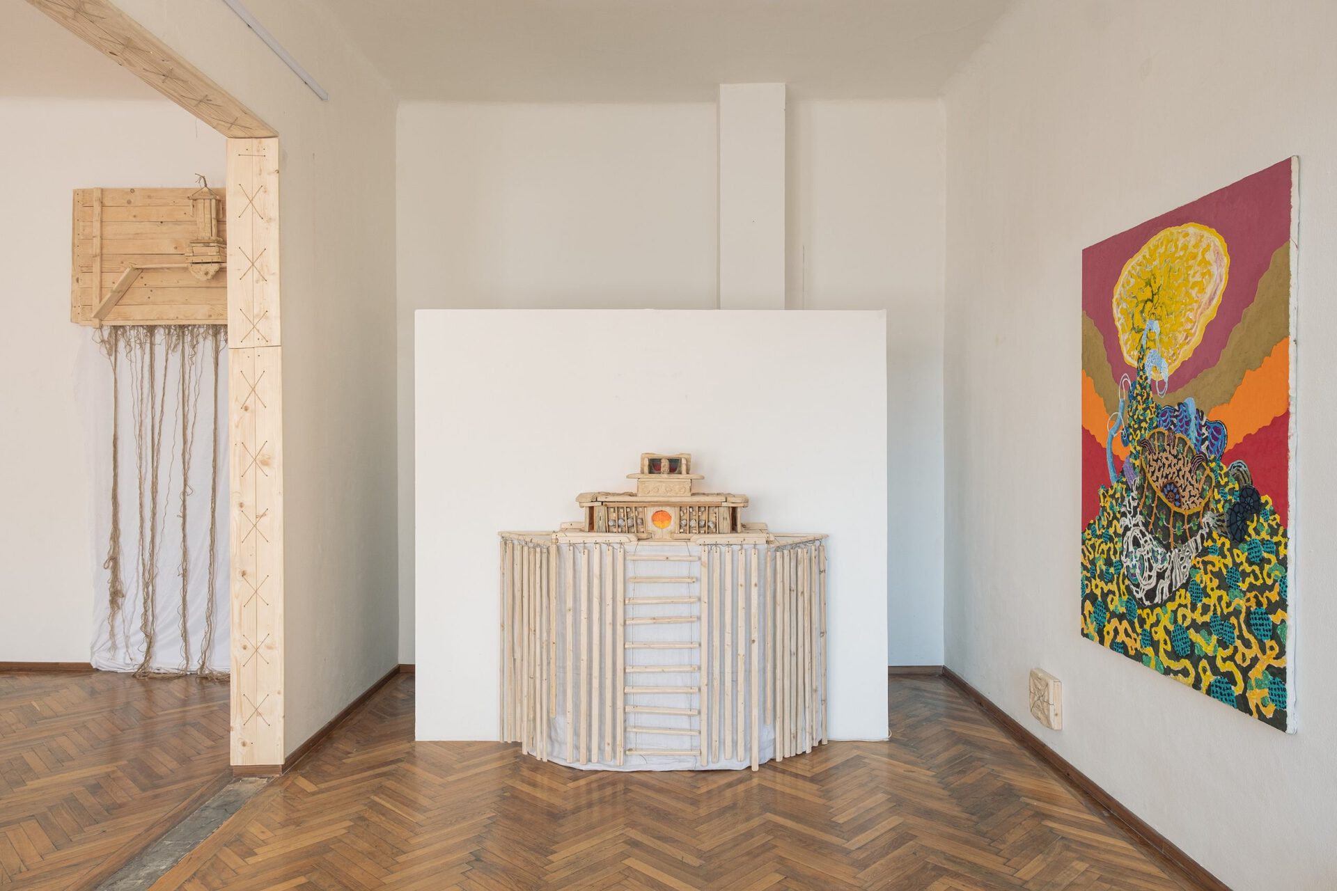 KANREC SAKUL, SUNSHINE,wood object and paiting (oil and canvas) 2020,