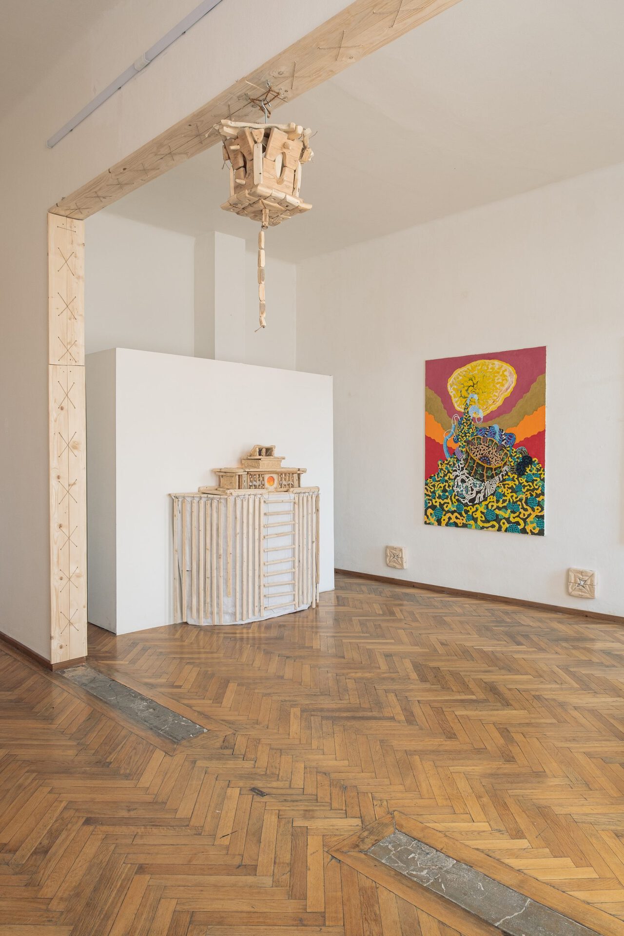 KANREC SAKUL, SUNSHINE,wood object and paiting (oil and canvas) 2020,