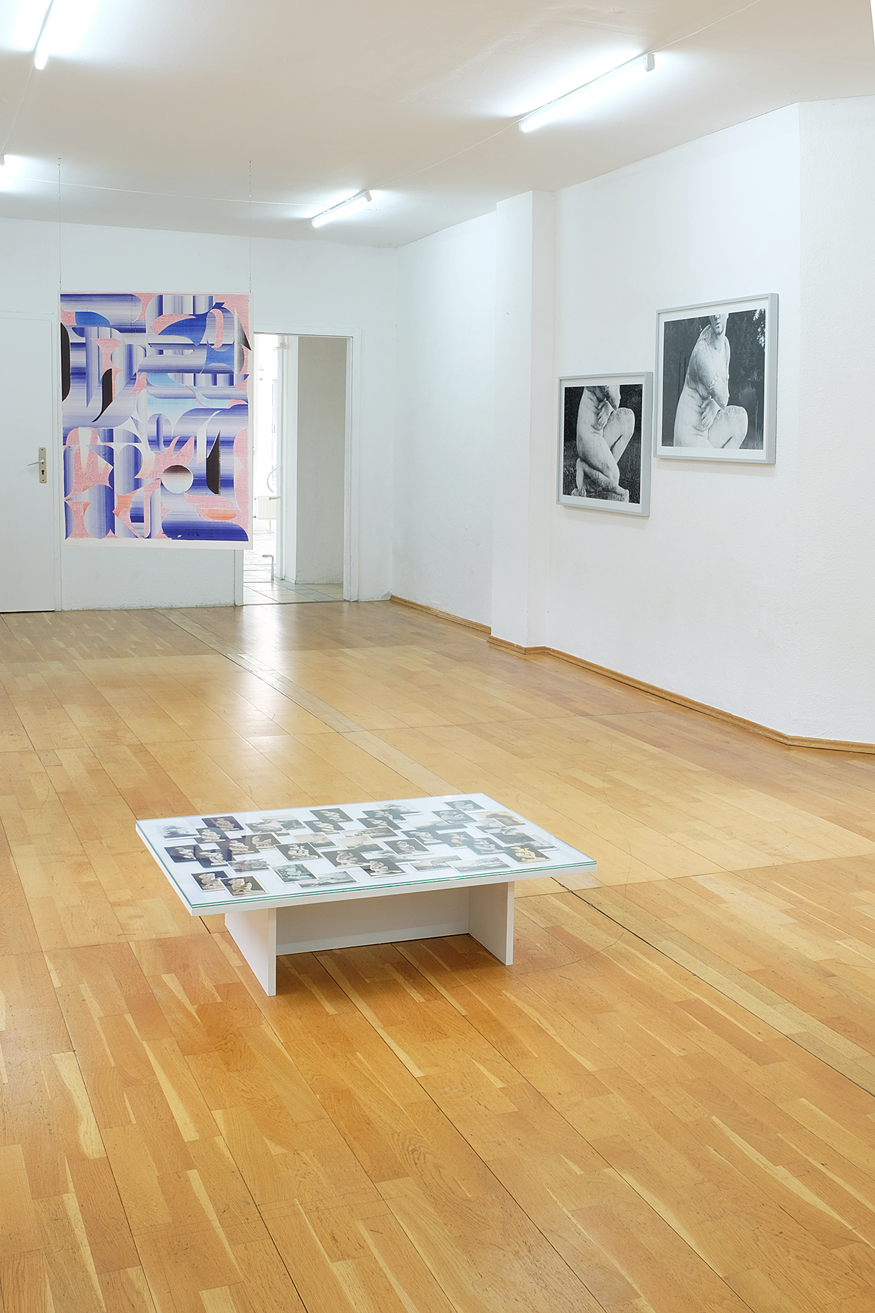 Claus Georg Stabe, Shutup and Changeover I and II, ballpoint pen on cardboard, 135 × 103 cm each, 2020, Saskia Groneberg, Crouching Venus Archive, collection of historic postcards, 2020