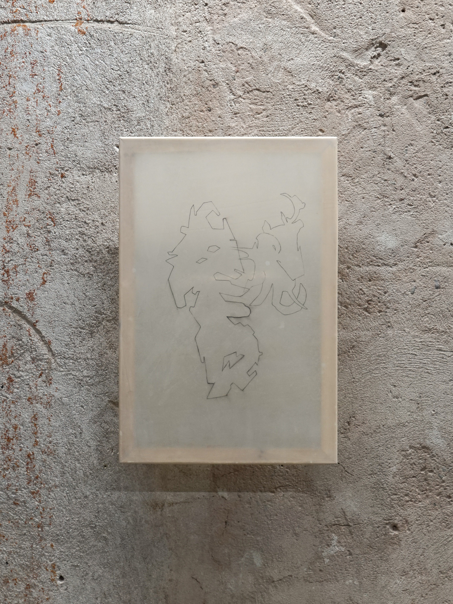 Mia Bencun, 3D Divination: save the game before you enter the cavern (2020), Latex, wood, 60 x 40 cm.
