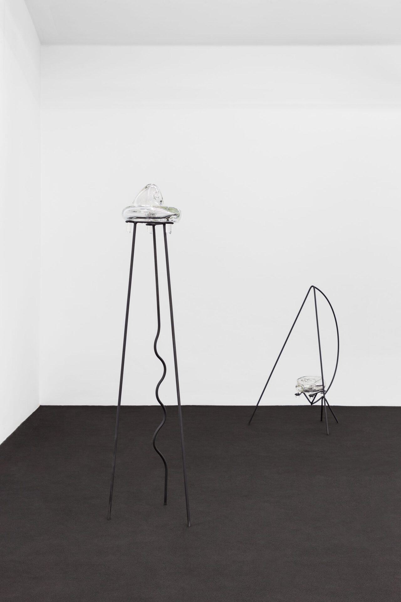 Andreia Santana, The Skull of the Haunted Snail, 2020, hand blown crystal and metal coated steel, installation with variable dimensions. ©Bruno Lopes