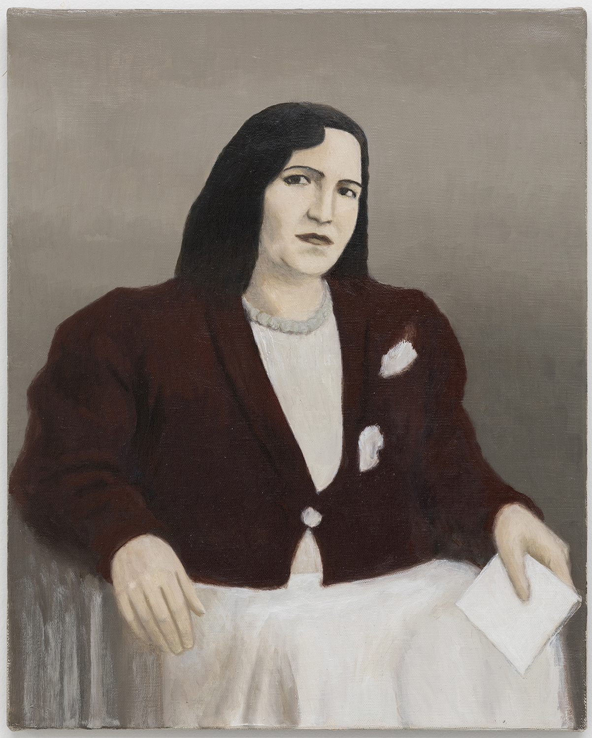 Johannes Sivertsen, Study for a portrait of Zhoulikha Oudai, 2020, oil on canvas, 41 x 33 cm