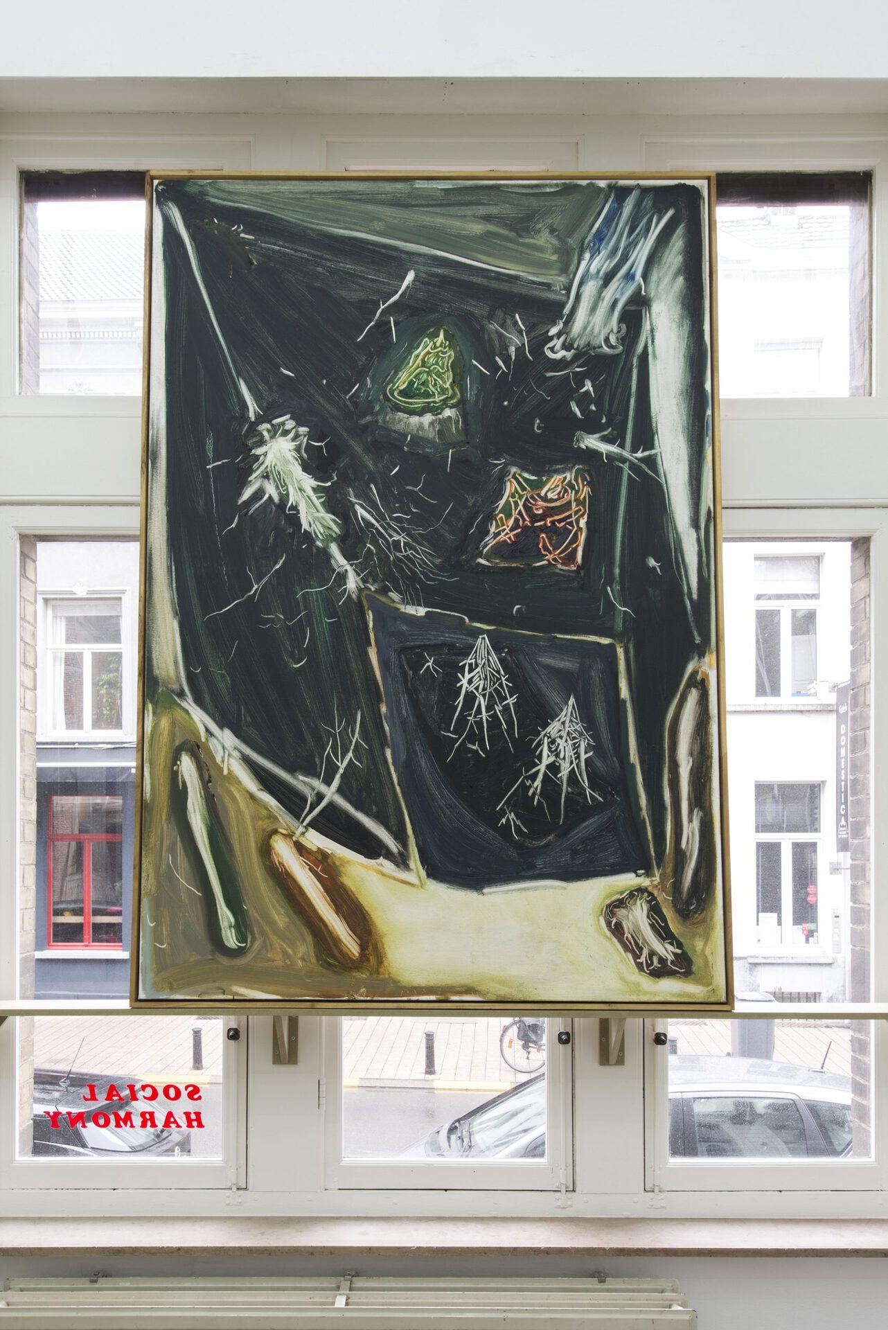 Jonas Dehnen, ’Many island picture making’, oil and beeswax on canvas, black locust artist’s frame, 130 x 190 cm, 2020