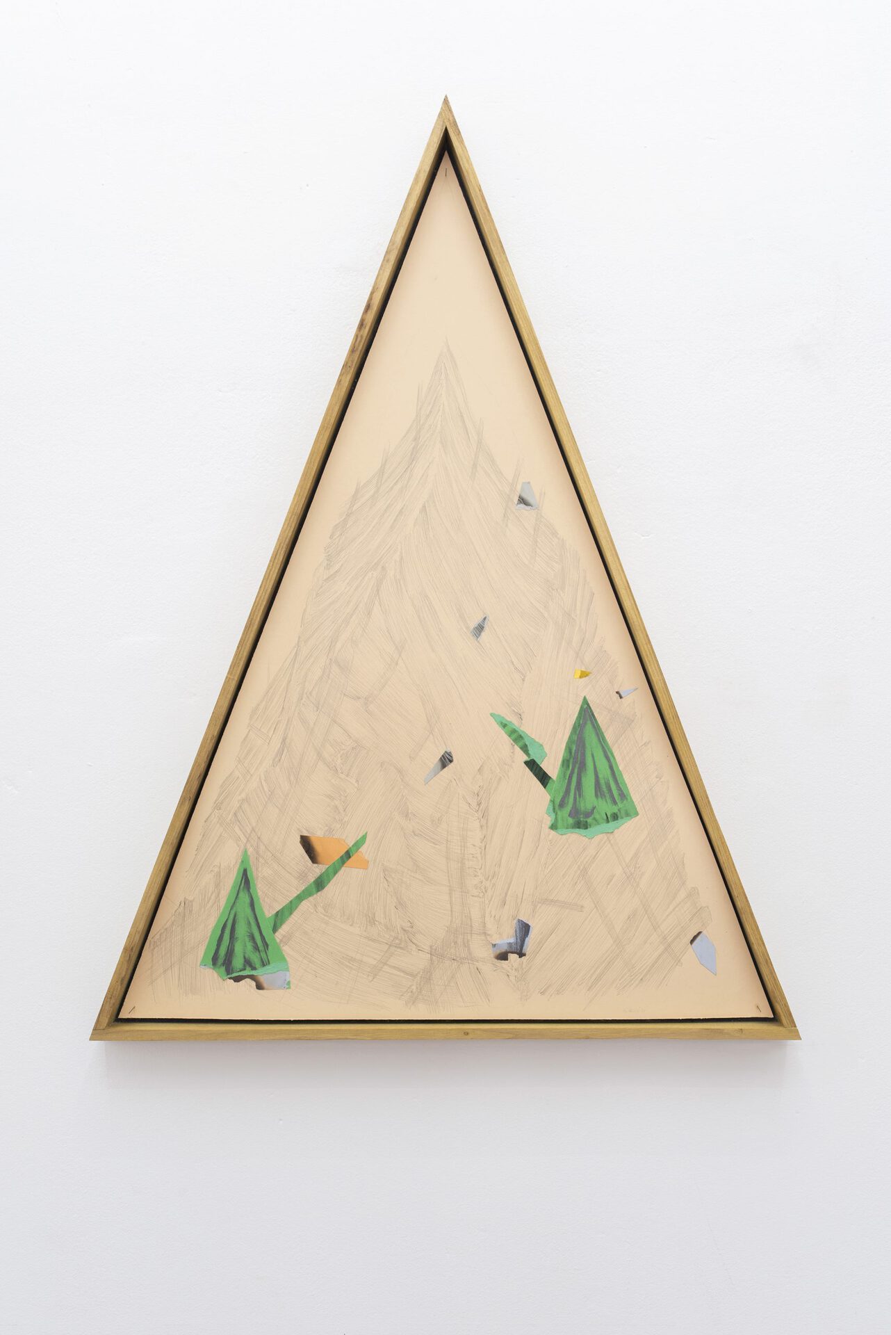 Jonas Dehnen, ’Hüttenhirn’, collage, pyrography and pencil on paper, black locust artist’s frame, 67 x 90 cm, 2020