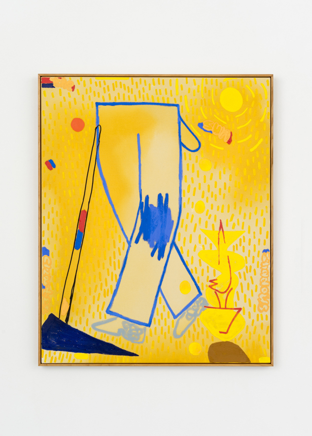 Jan Zöller, It's not possible to walk (work) forever, 2020, acrylic, oil based colored pencil and pastels on canvas, 100 x 80 cm