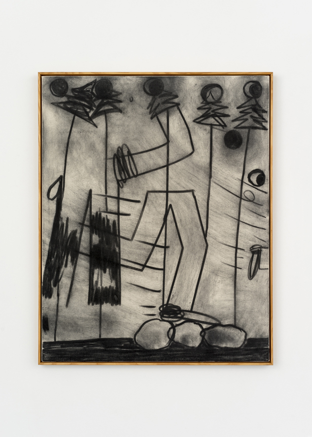 Jan Zöller, Wanderlust, 2020, charcoal on canvas, 100 x 80 cm