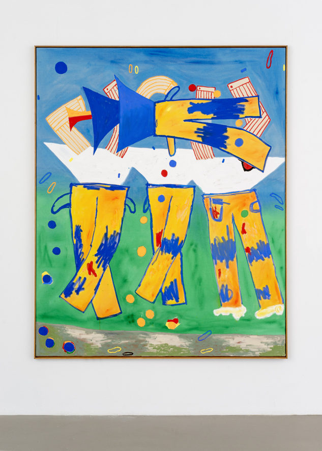 Jan Zöller, Empty pockets, 2020, acrylic, oil based colored pencil and pastels on canvas, 200 x 160 cm