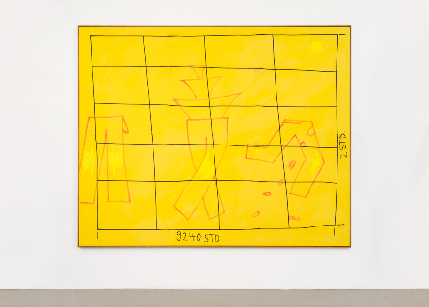 Jan Zöller, Question of time, 2020, acrylic, oil based colored pencil and charcoal on canvas, 200 x 250 cm