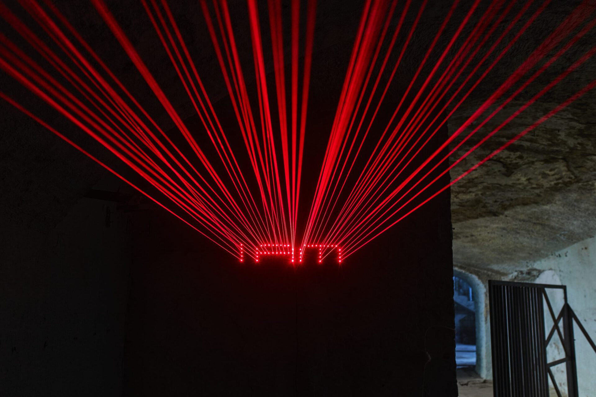 Lőrinc Borsos, TRINITY MODEL 2.0, 2009-2020, Light installation, Laser modules, metal structure, electronics, 120 x 20 x 30 cm, (From the Collection of The Evangelical Church Hungary)