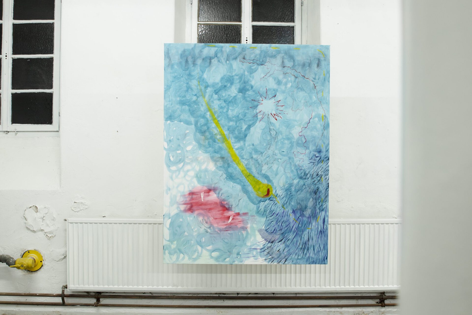 Vincent Scheers, 2020, Fan, watercolour and laquer on linen