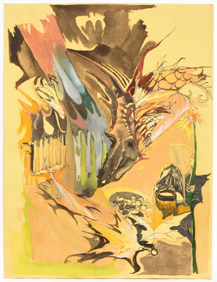 Anders Dickson, Death at Fall, Dandelion Blade, 2020, watercolour and pen on paper, 30,5 x 22,5 cm