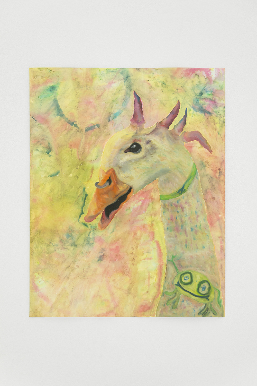 Jan Gatewood, Carl-Pi at the Zen Arcade, 2020, Oil pastel, oil stick, fabric dye, industrial salt, & fabric spray paint on paper, 22 x 28 in.