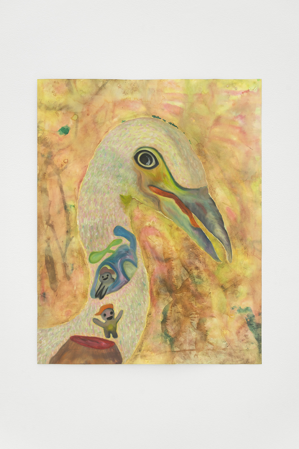 Jan Gatewood, (Journalistic Title) Six Degrees of Separation (1993) & The Best of the Chris Rock Show...reduce/reuse, 2020, Oil pastel, oil stick, fabric dye, industrial salt, & fabric spray paint on paper, 22 x 28 in.