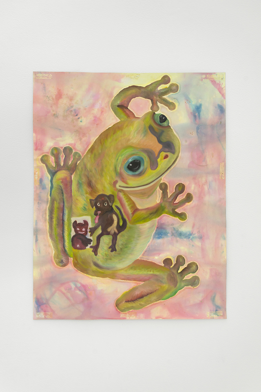 Jan Gatewood, JD.L. - my permanent / embraced theft, 2020, Oil pastel, oil stick, fabric dye, industrial salt, lemon juice, & fabric spray paint on paper, 22 x 28 in.