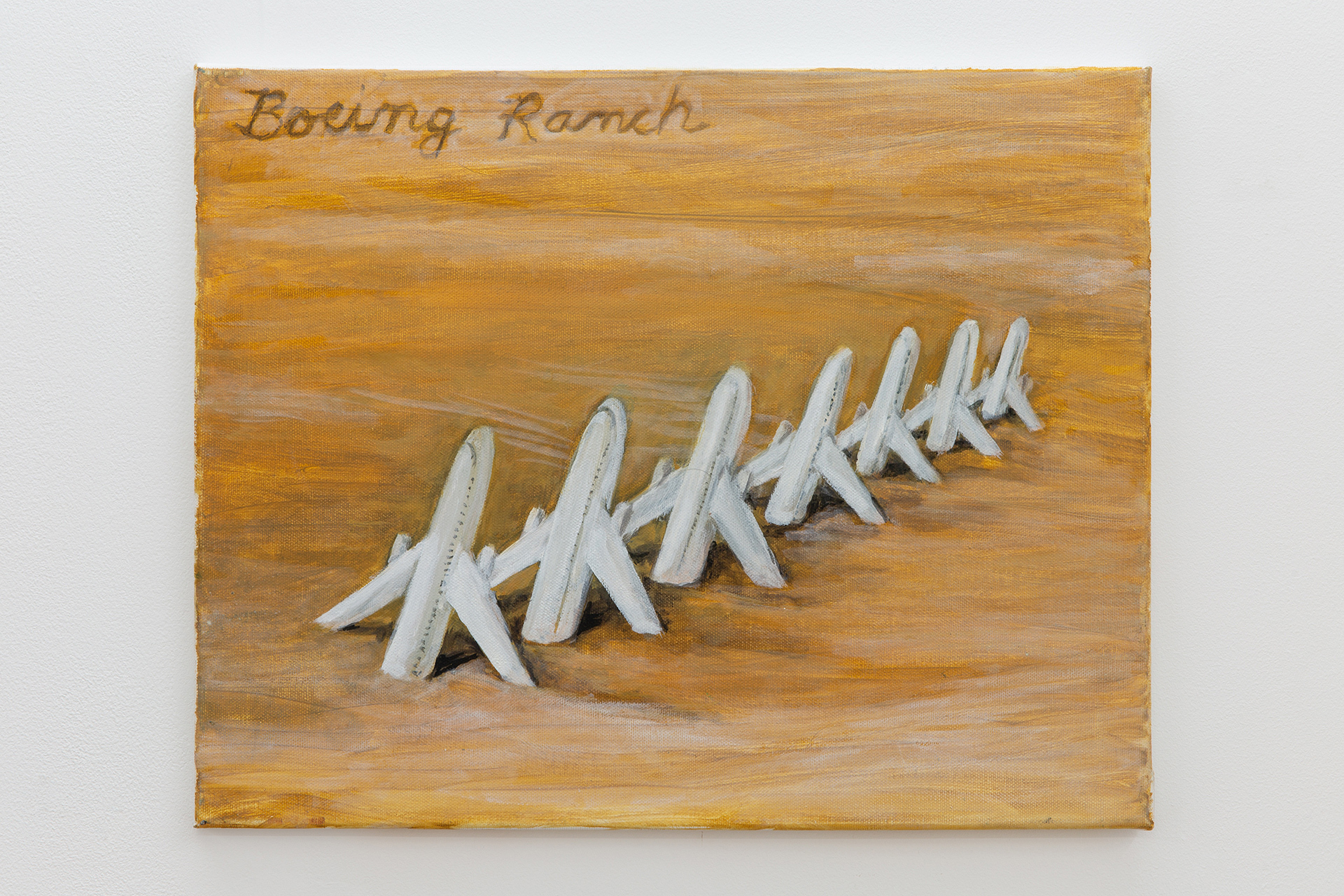 Robert Hawkins, Boeing 747 Ranch, 2020, Oil on canvas, 40cm x 50cm