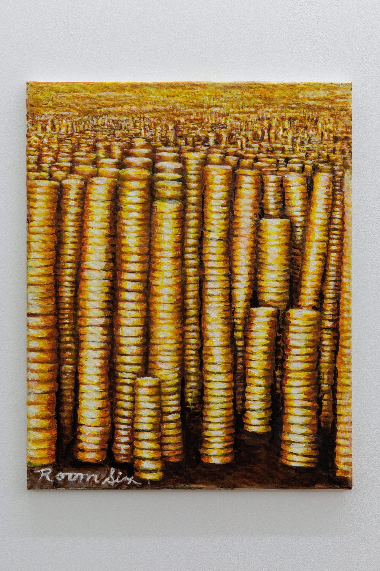 Robert Hawkins, Millions of Gold Coins, 2020, Oil on canvas, 50cm x 40cm
