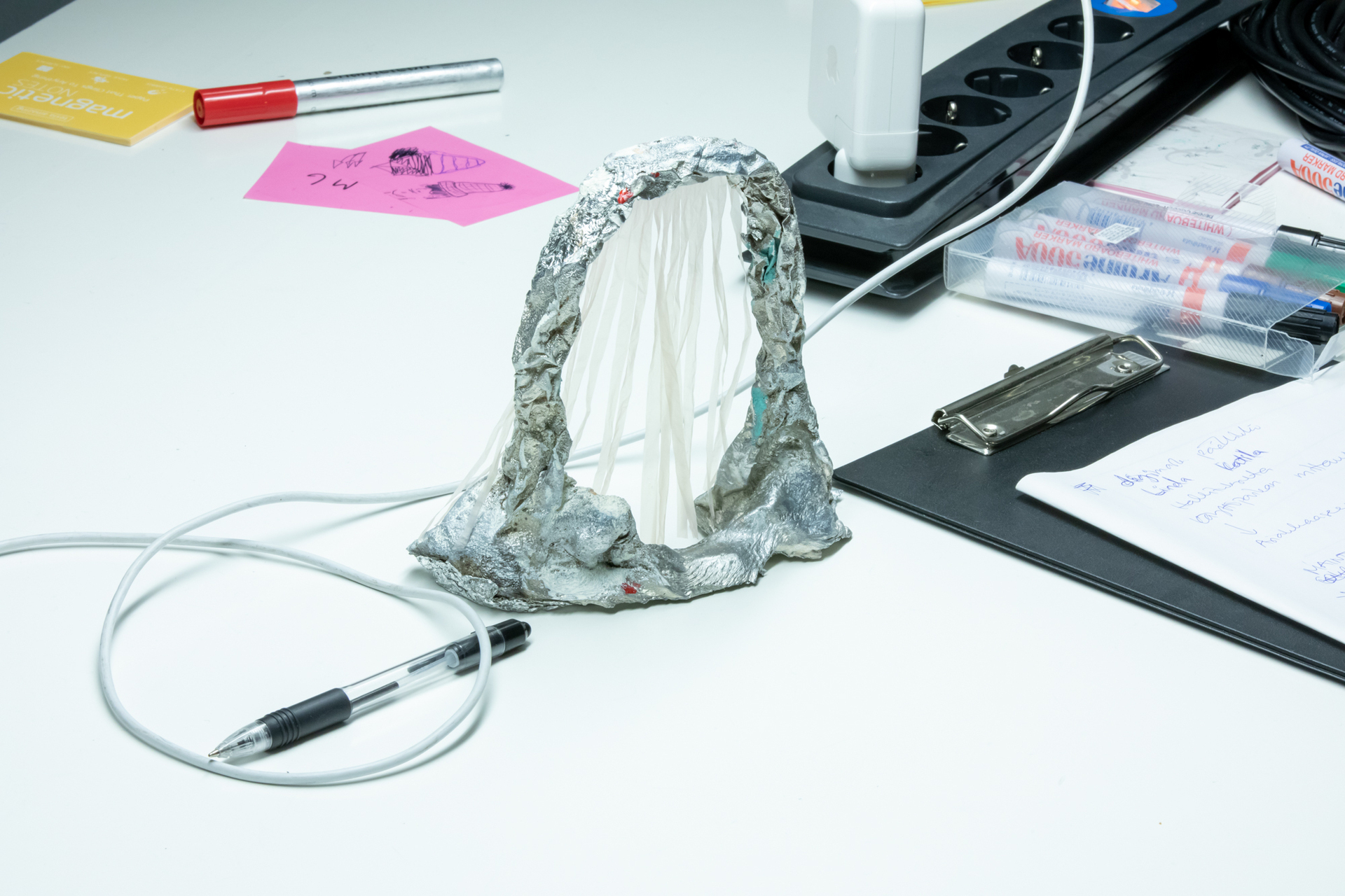 James Prevett, Doorway, 2020, Cast aluminium, enamel paint, plastic dog poo bag, 15x20x5cm
