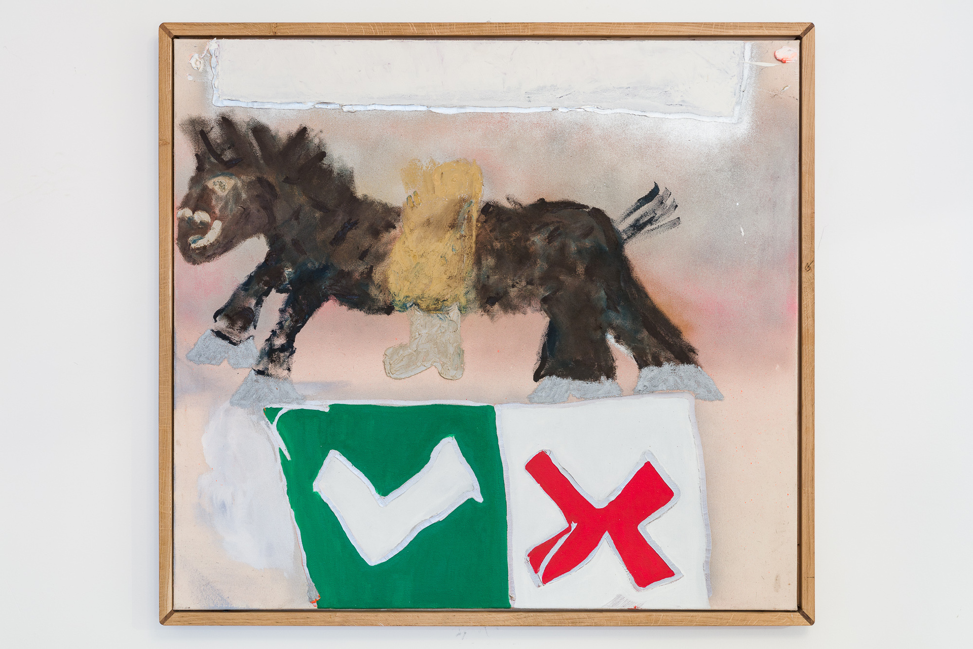 Eilert Asmervik: The Death of Impossibility Mind in Someone Living, 2019, 96 x 105, oil, oil stick and spray on canvas in oak frame (Collection Dr. Helmut Marko, Graz), photo: Kunst-Dokumentation.com