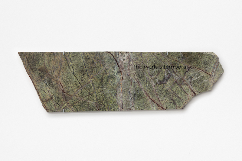 Marte Eknæs, Excerpt 3, 2020, Rainforest marble, engraving, 32.5 x 109.5 x 2cm