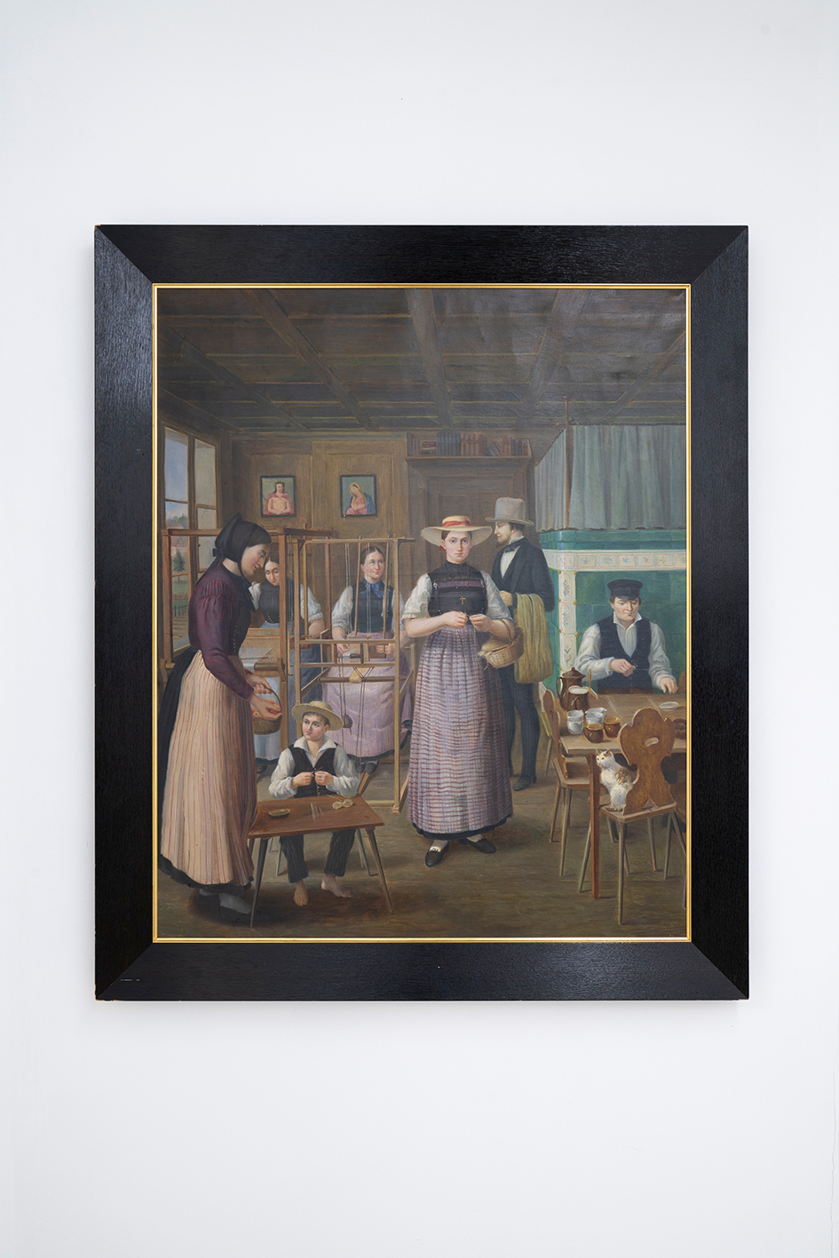 Freiämter Strohflechter in einer vertäfelten Bauernstube, unknown, copy of eponymous painting at Landesmuseum Zurich, ca. 1840, oil on canvas, 122 x 95 cm (framed), Courtesy 'Strohmuseum im Park‘ Wohlen (CH)