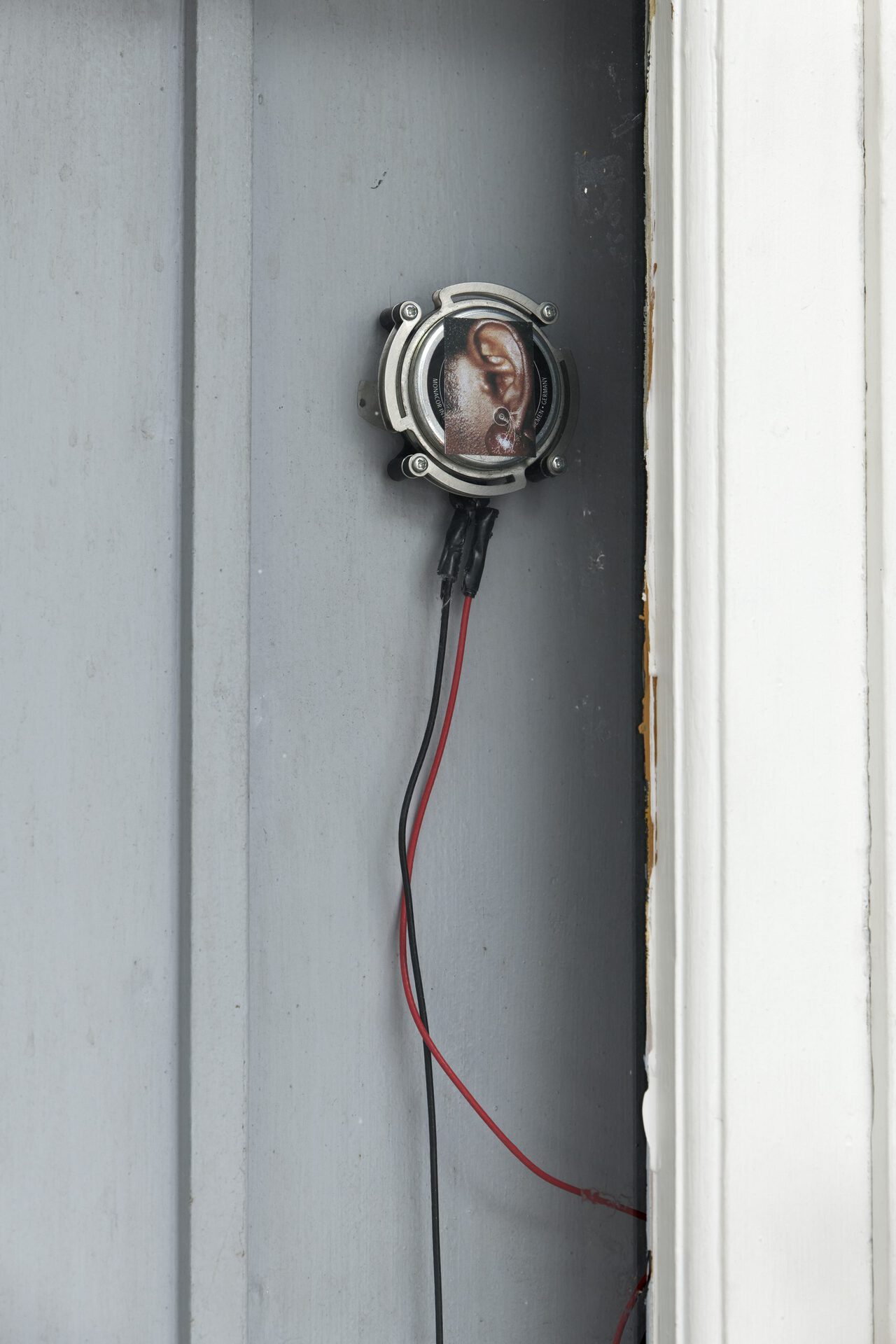 Cudelice Brazelton IV, Counterpoint, 2021, audio, exciter, inkjet print, wire, battery, various dimensions