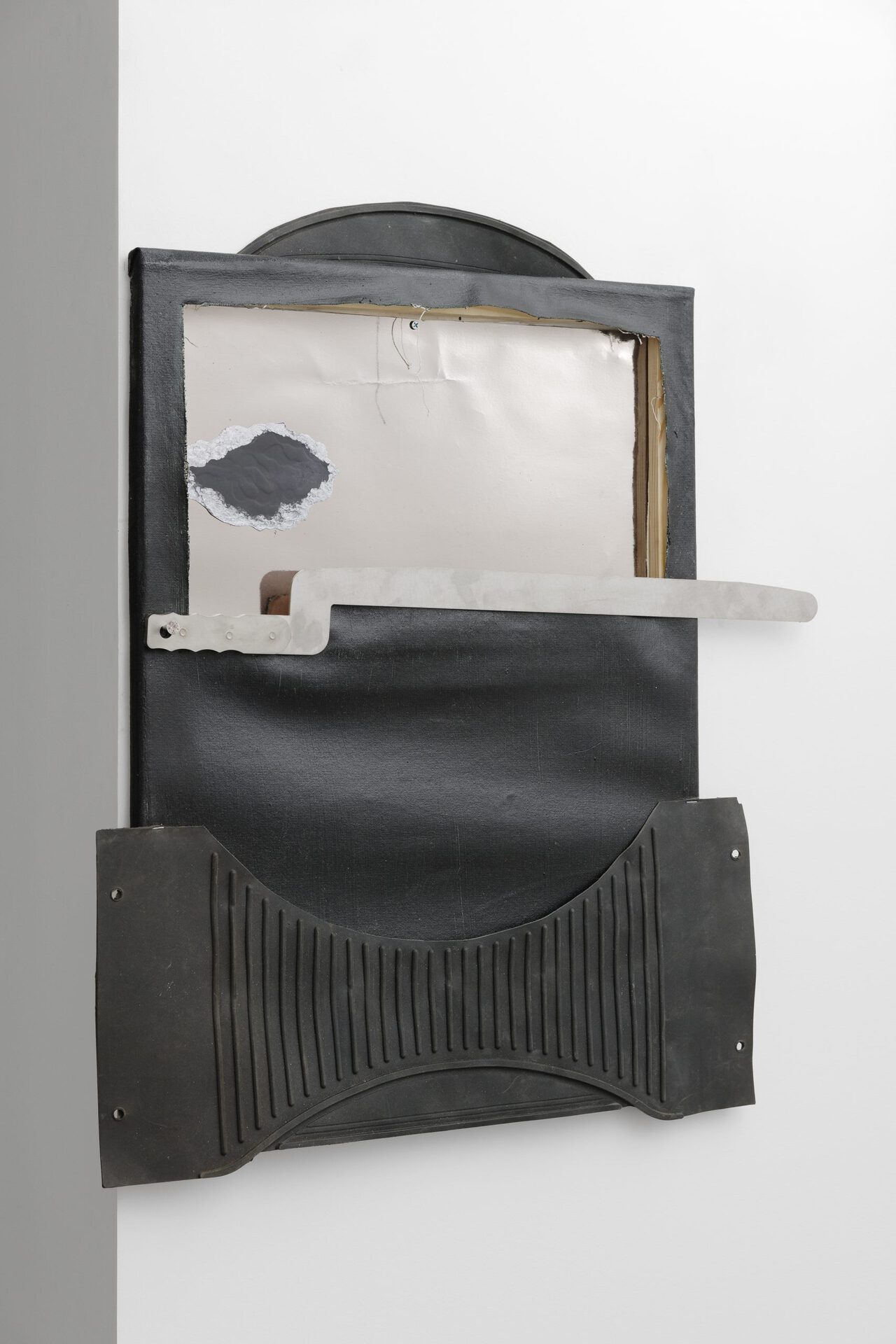 Cudelice Brazelton IV, Rip Technology, 2021, acrylic, steel, rubber, inkjet print, synthetic leather on canvas, 74 x 65 cm