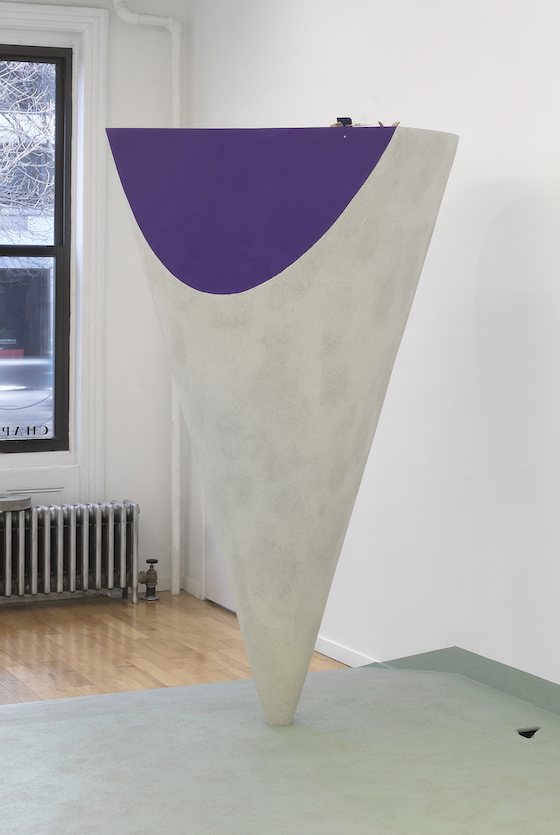 Σ(79, 45, +/-2.3), (3, -1, -264)V26, 2020 Plasticine, epoxy, string, wax paper, wood, foam, plaster, paint Cone: 78 ½ × 45 × 45 inches (199.39 × 114.30 × 114.30 cm)