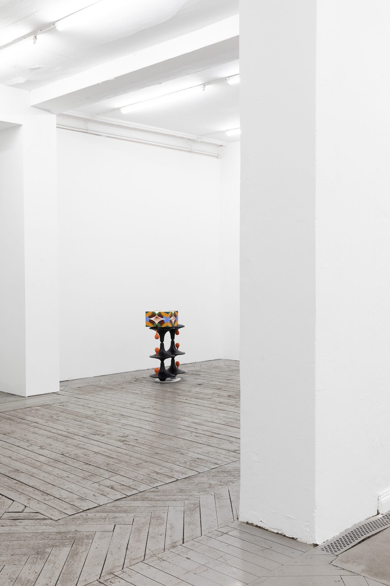 Maja Behrmann, Untitled (Glock), 2020, pigmented lacquer, wood, 94,1 × 74,7 × 35 cm