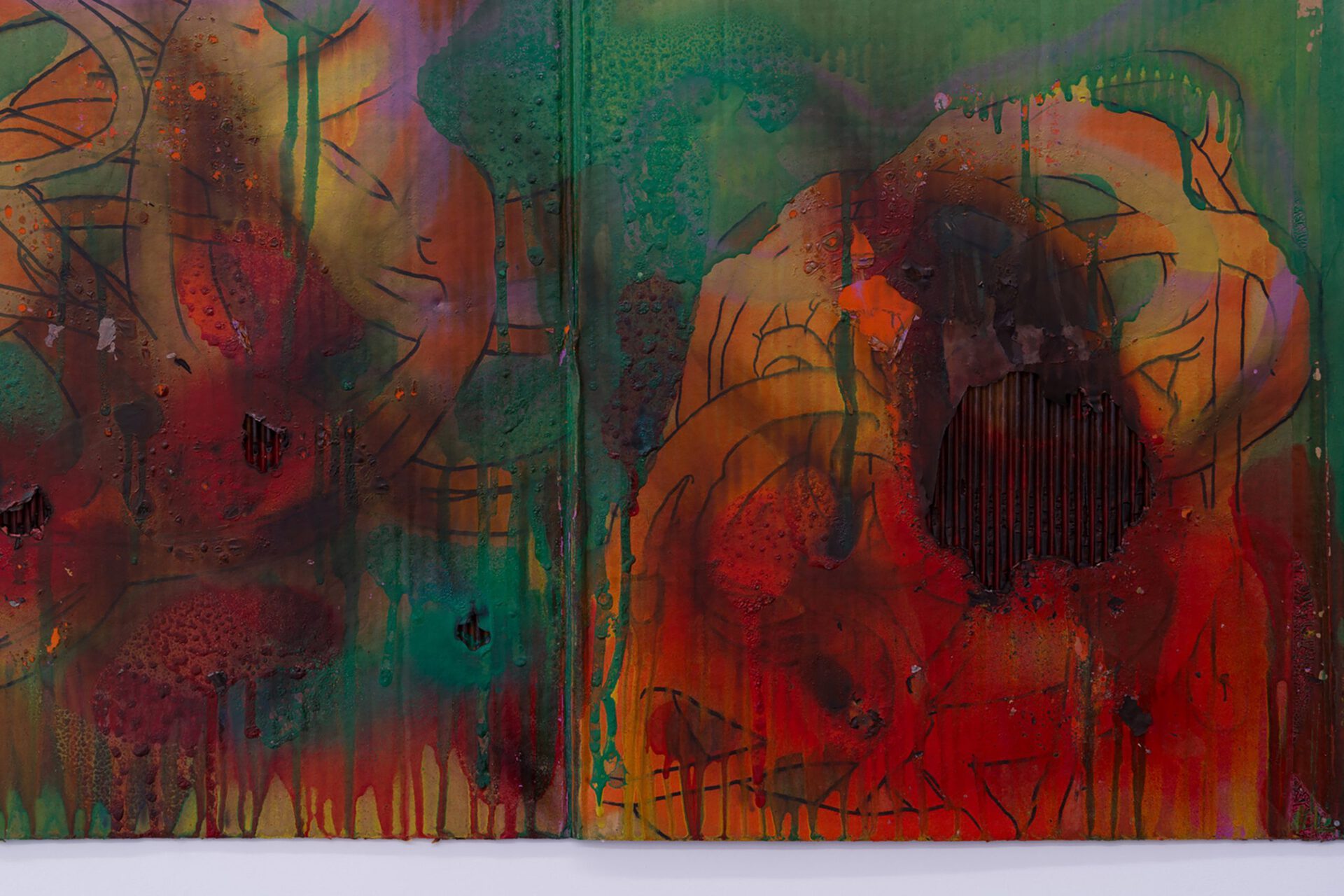 Arthur Golyakov, ‘Aquarium’, 2011-2012, corrugated board, enamel, spray paint, solvent, marker, 149 x 41 cm, details