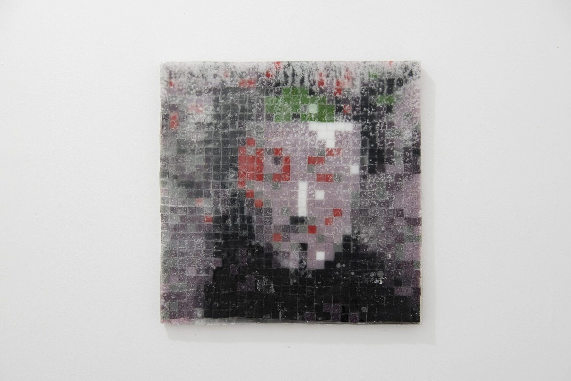 Jordan Halsall and Bronte Stolz, Anon, 2020. Glass, paraffin wax. 30 x 30 x 1 cm