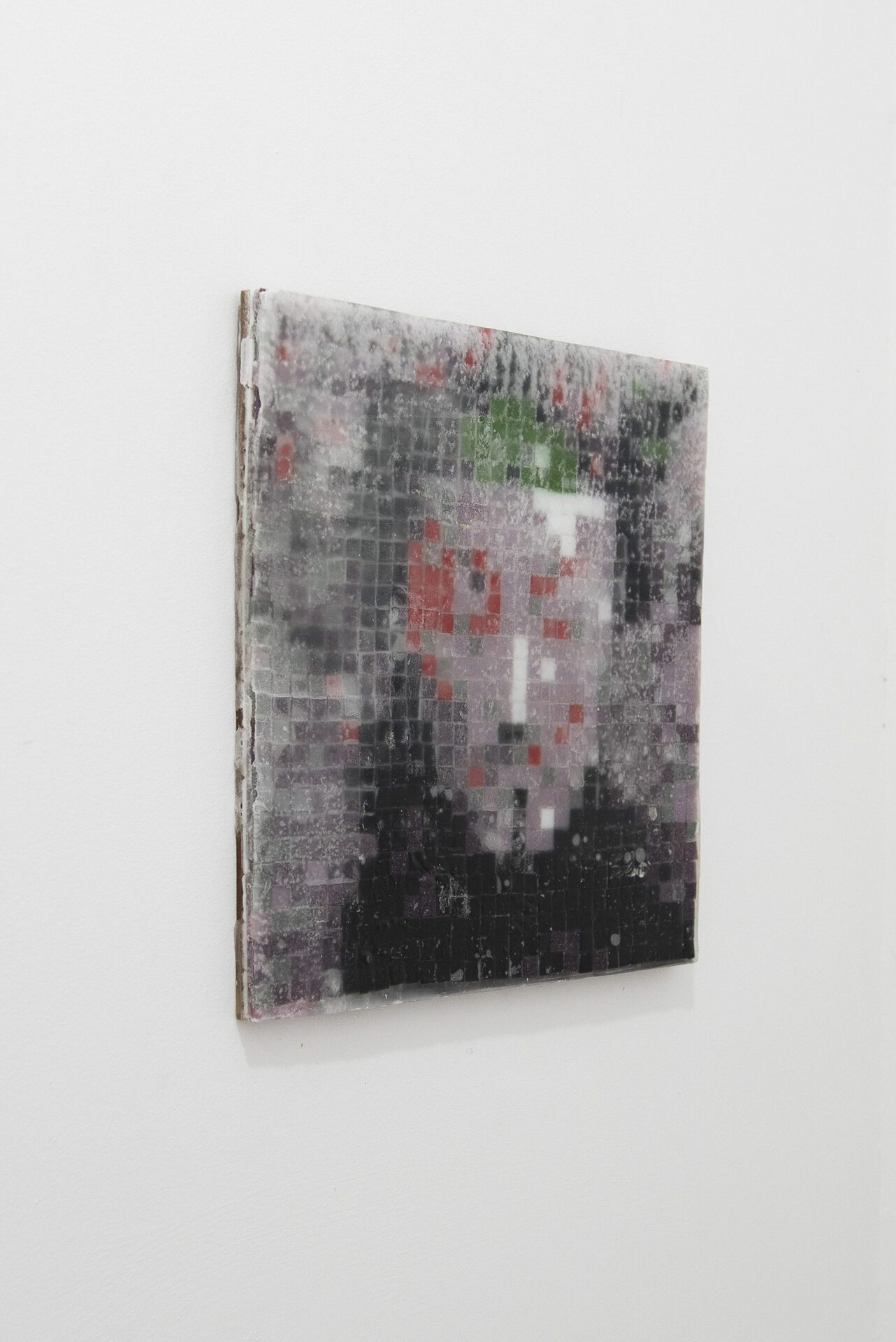 Jordan Halsall and Bronte Stolz, Anon, 2020. Glass, paraffin wax. 30 x 30 x 1 cm
