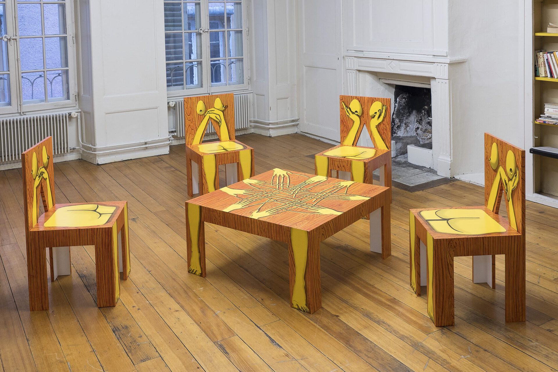Sarah Margnetti, Intertwined/Deconstructed Furniture, 2020, Acrylic and oil paint on MDF, variable size