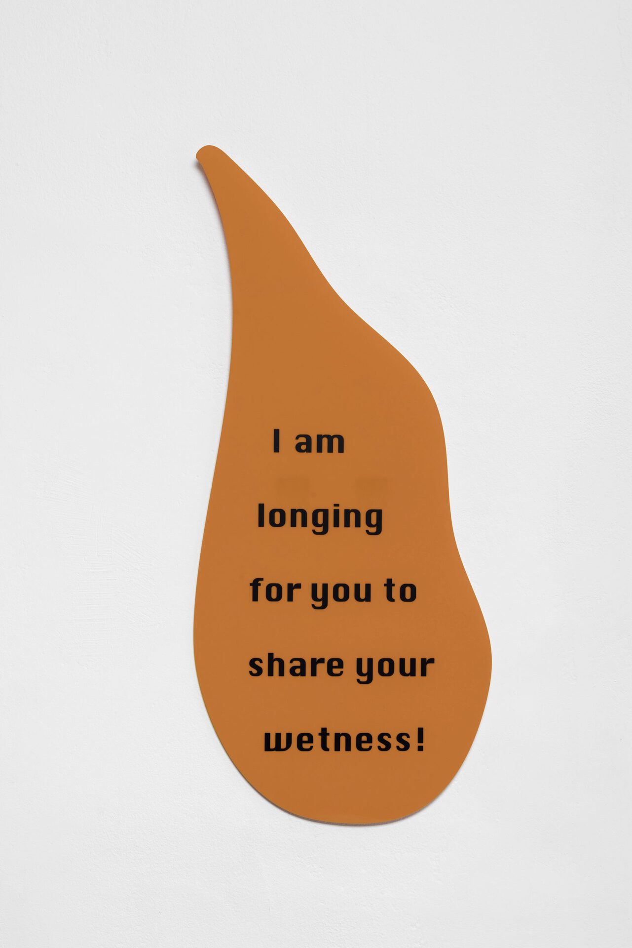 I am longing for you to share your wetness, 2020, orange acrylic glas, black vinyl, 129 x 66 cm Foto @ Simon Veres