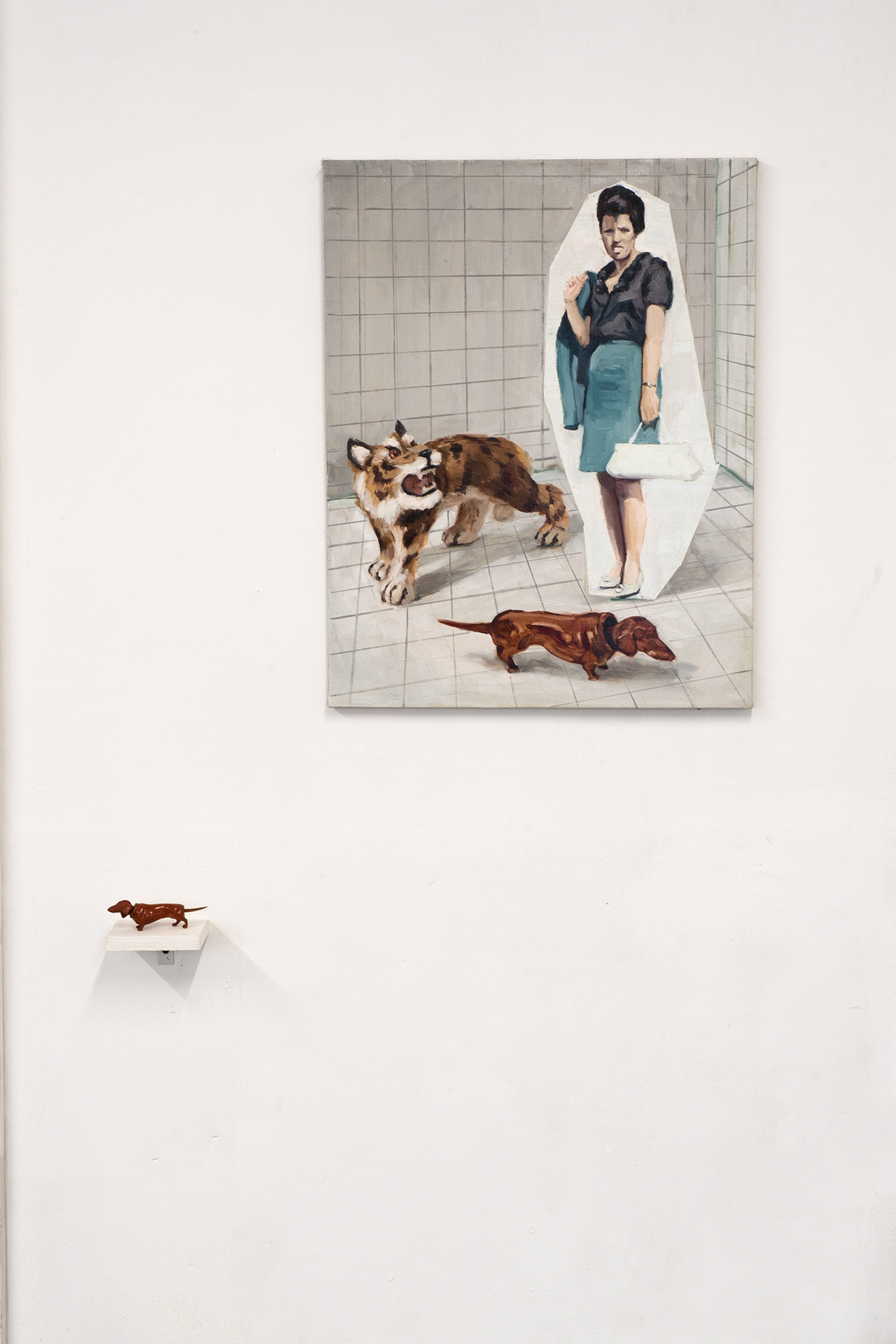 Exhibition's view. Work title "Falso autorretrato", 70x50cm, oil on canvas, 2019