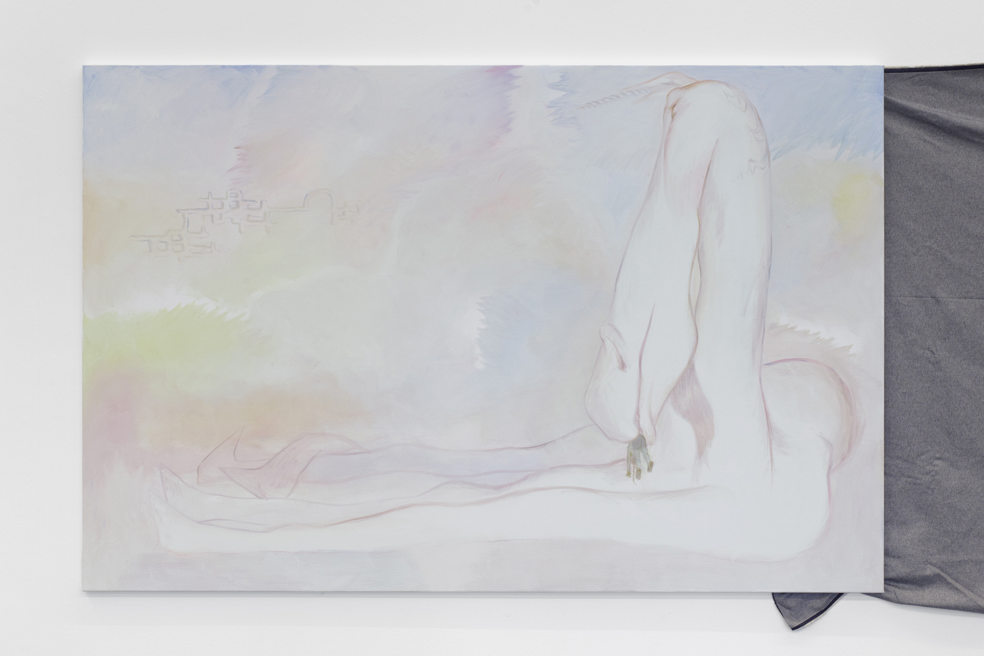 Alison Yip, Possession, 2020, oil on canvas, 216 x 142 cm, exhibition view, Dortmunder Kunstverein Photo: Simon Vogel