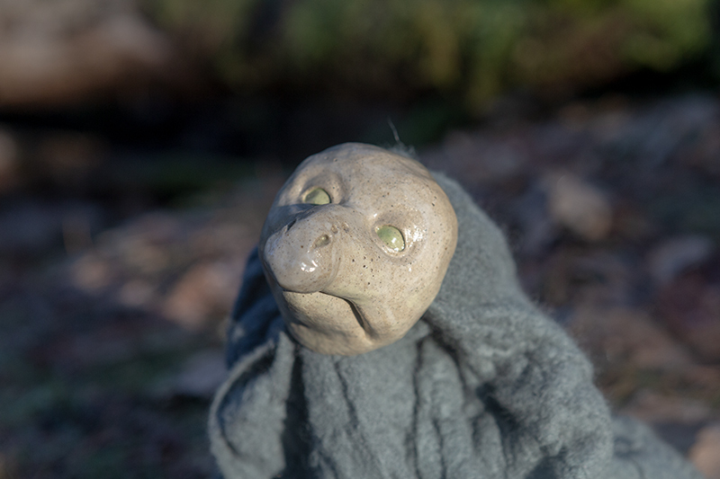 Aniara Omann, A Different Kind of Love (Soft) (detail), 2021 (Recycled felted wool, glazed stoneware, dried beans, 24 x 24 x 20 cm/9.5 x 9.5 x 8 in)