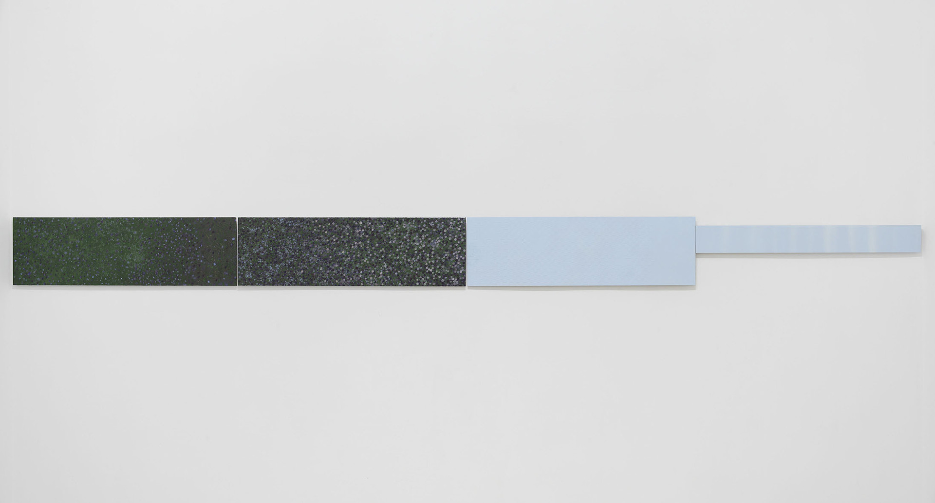 Bogdan Ablozhnyy, Frieze - Untitled, 2021. Oil pigment and acrylic on aluminium, varnished, tape, 400 x 30 cm total