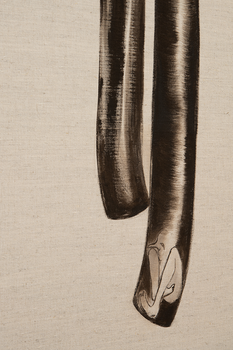 Carlotta Bailly-Borg, Passive-Aggressive (detail), 2021 (Acrylic, linen, steel, 230 x 75 cm).