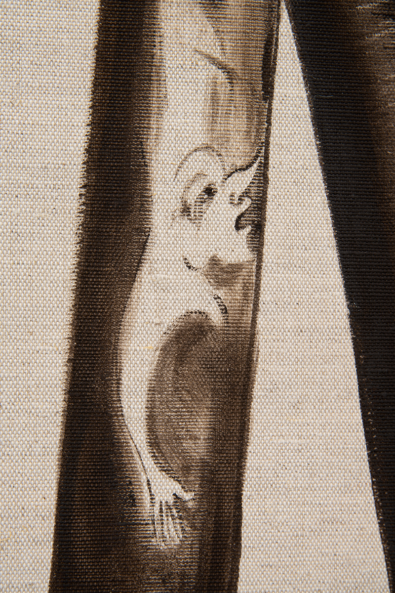 Carlotta Bailly-Borg, Frustrated (detail), 2021 (Acrylic, linen, steel, 230 x 75 cm).
