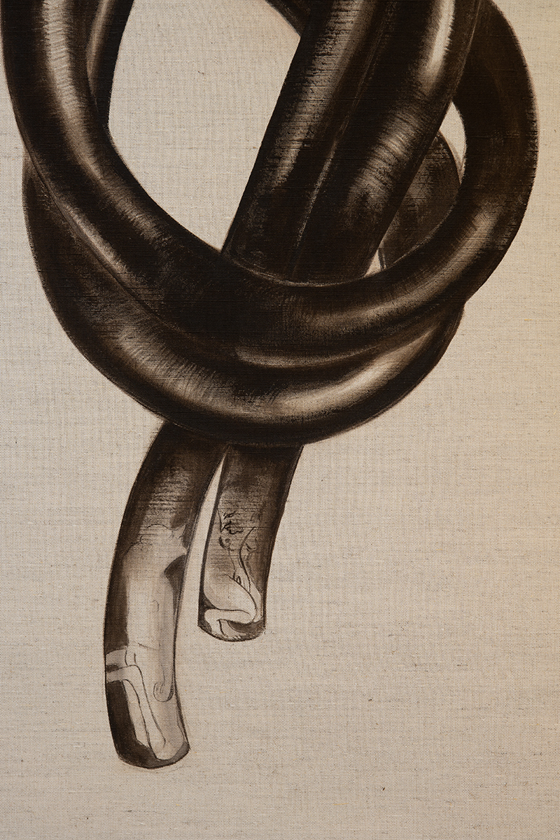 Carlotta Bailly-Borg, Passionate (detail), 2021 (Acrylic, linen, steel, 230 x 75 cm).