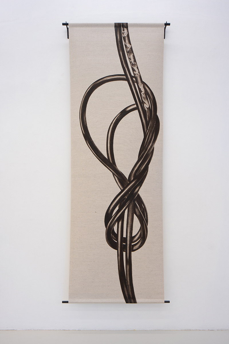 Carlotta Bailly-Borg, Compulsive, 2021 (Acrylic, linen, steel, 228 x 75 cm).