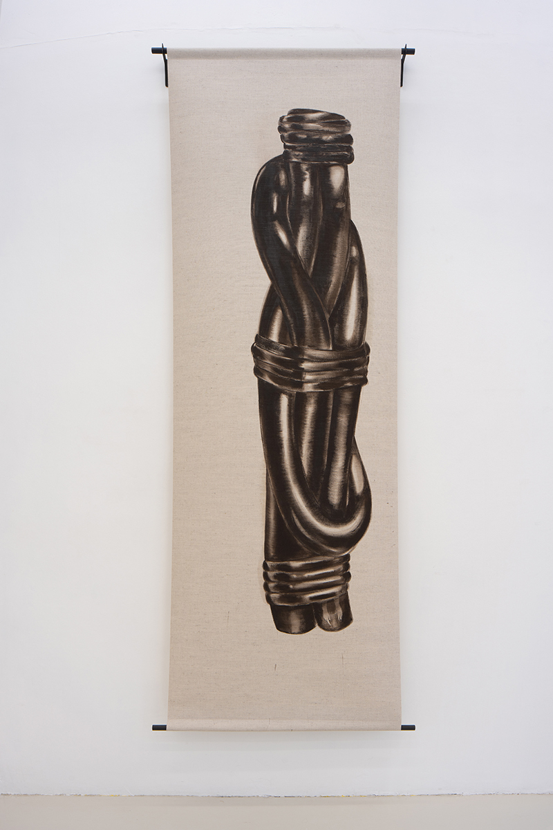 Carlotta Bailly-Borg, Complex, Neurotic, Mental, 2021 (Acrylic, linen, steel, 228 x 75 cm).
