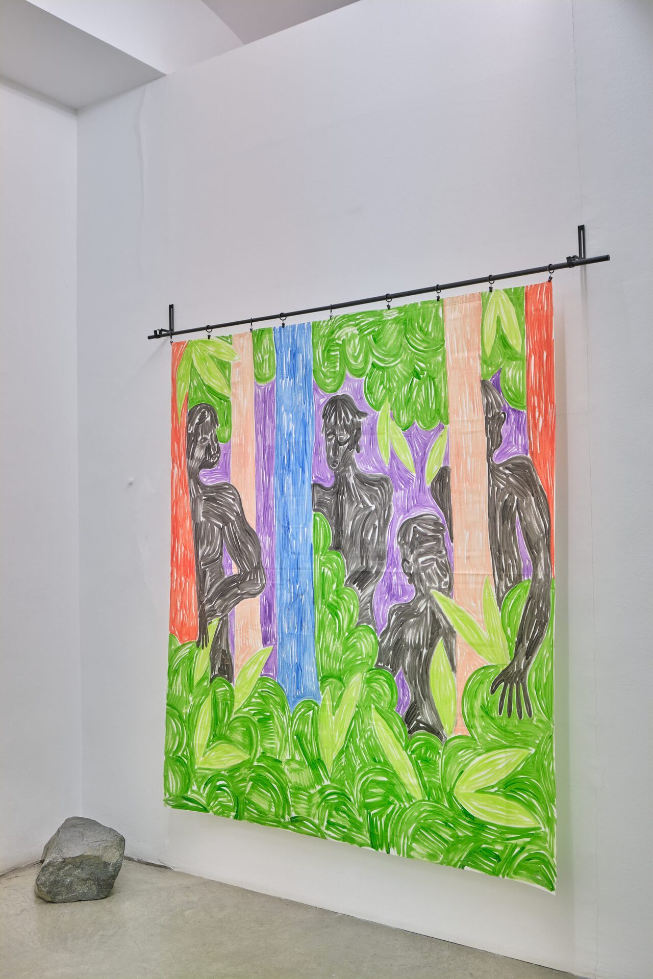 RADE PETRASEVIC do you have a lighter?, 2019 Oil on PEVA 200 x 180 cm  Courtesy Christine König Galerie, Vienna and the artist