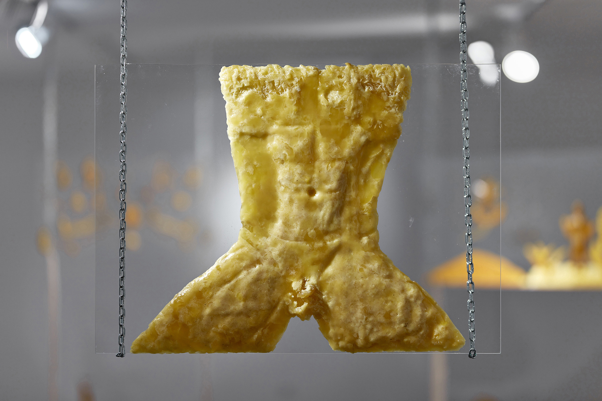 Gideon Horváth, The Mutilated Faun, 2021, beeswax, glass, 70x50 cm, photo by Dávid Bíró