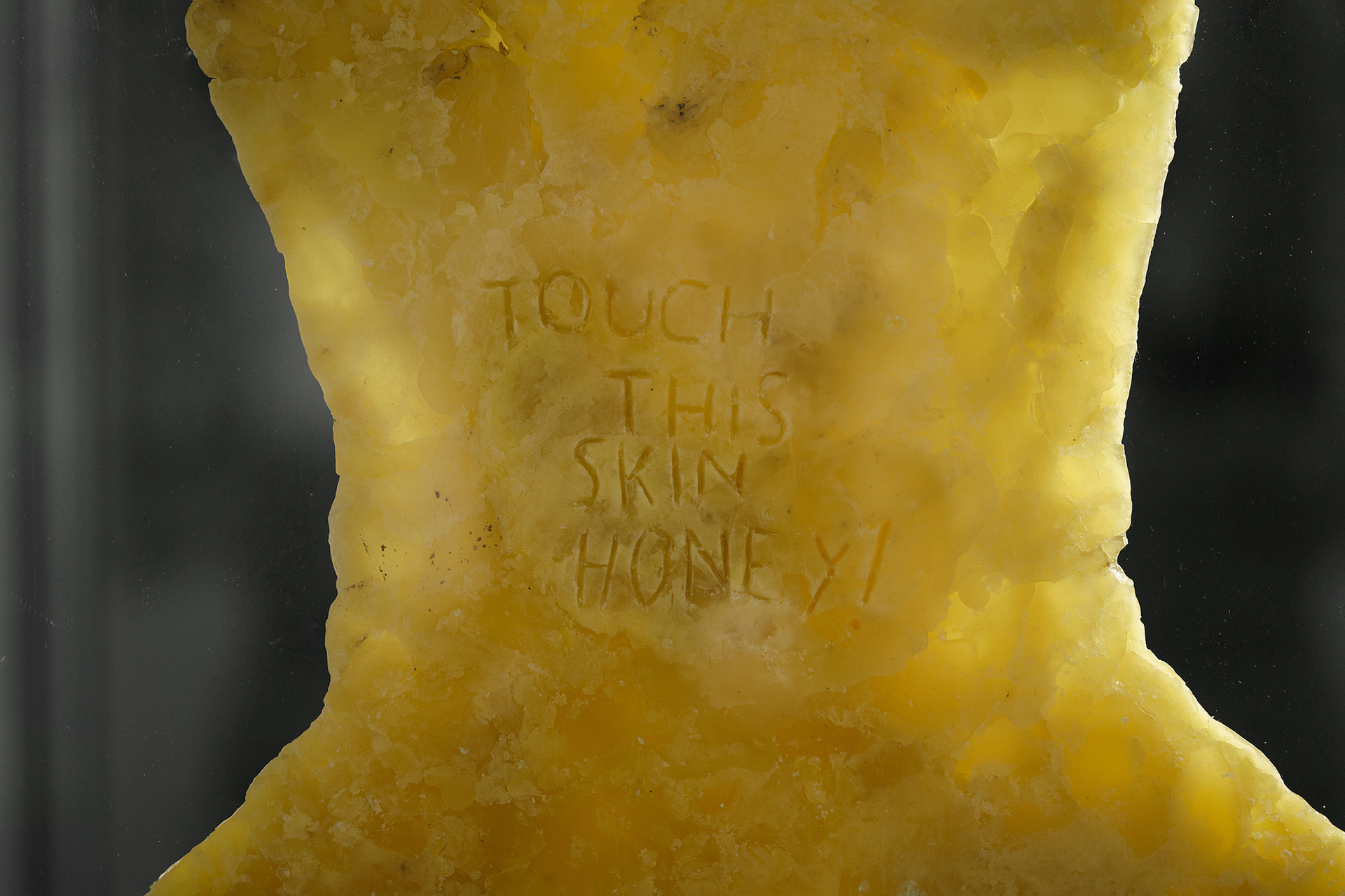 Gideon Horváth, The Mutilated Faun, 2021, beeswax, glass, 70x50 cm, photo by Zsuzsanna Simon